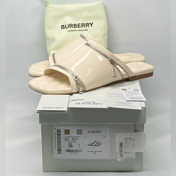 Burberry Zip Leather Sandals size 39 - Picture 1 of 12